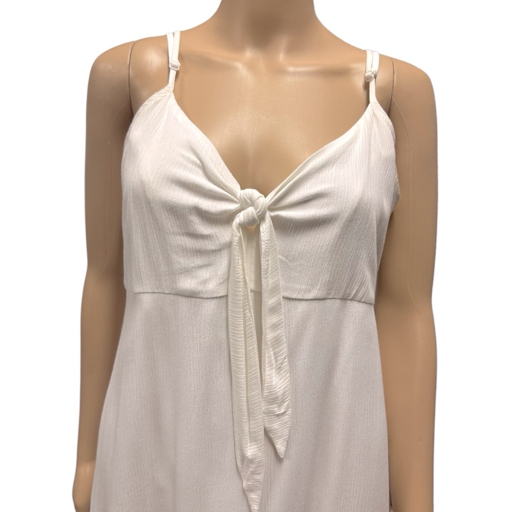 Cotton On White Tie Front Empire Waist Sleeveless Flowy Mini Dress Womens Large - Picture 3 of 8